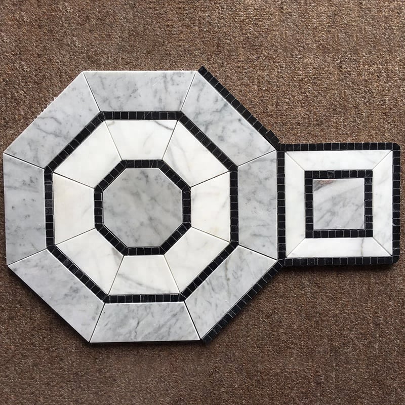 Natural Marble Mosaic in Square and Octagon Shapes for Interior Floor Decor