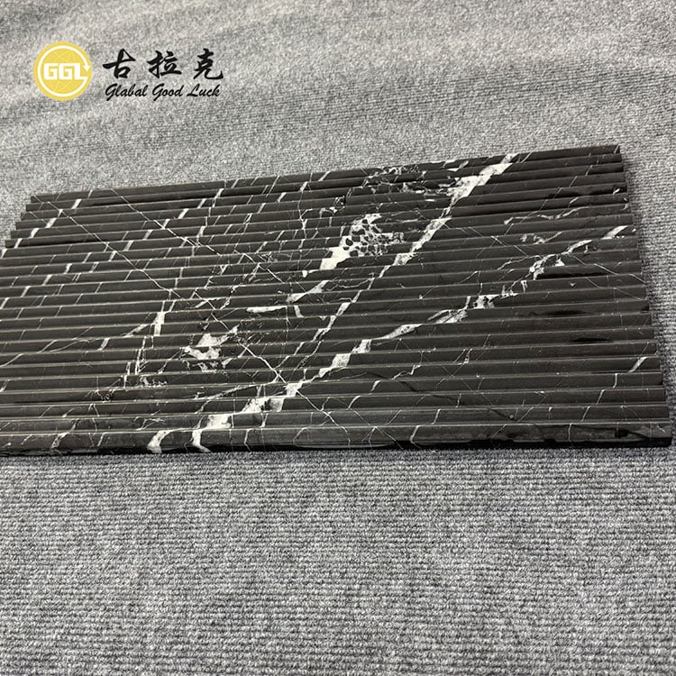 Nero Marquina Rivi Marmorimosaiikkipaneeli 3D Marmorilaatat