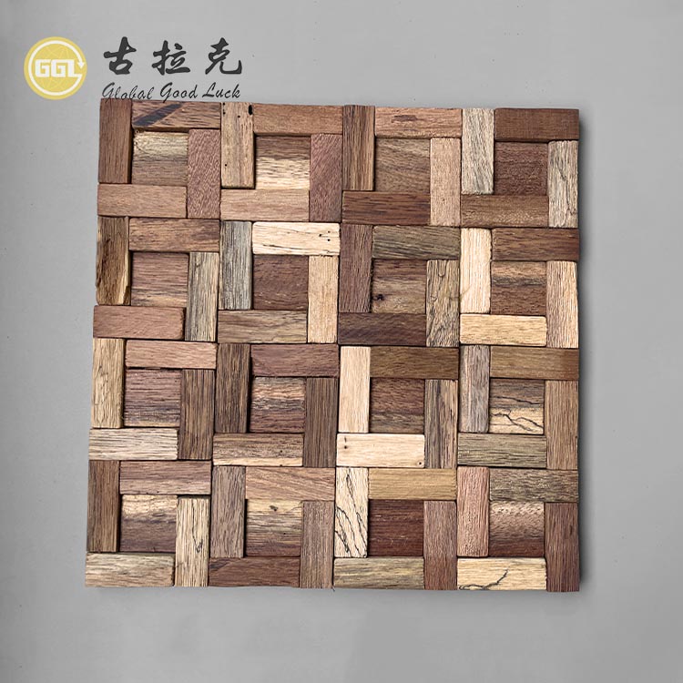 Gaya Vintage Kereta Mosaic Kayu Alam Warna Coklat, Kereta Dinding untuk Hiasan Bilik Hotel dan Pejabat