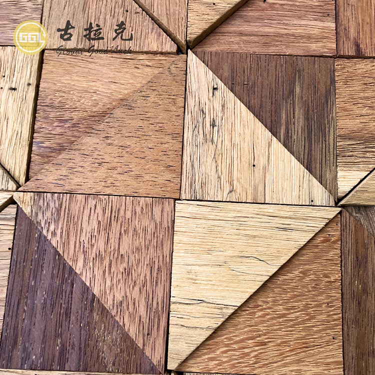Jubin Mozaik Kayu Persegi Reka Bentuk Parquet Rustic Jubin Dinding Dalaman