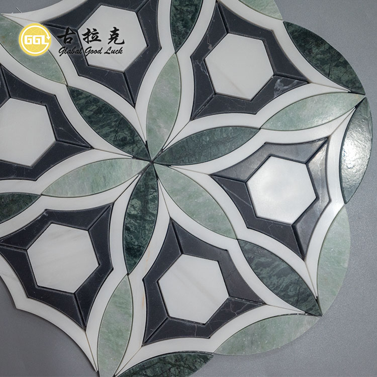 Nuovo Design Fiore Pattern Marmo Mosaico Piastrella Per Decorazione Parete Pavimento