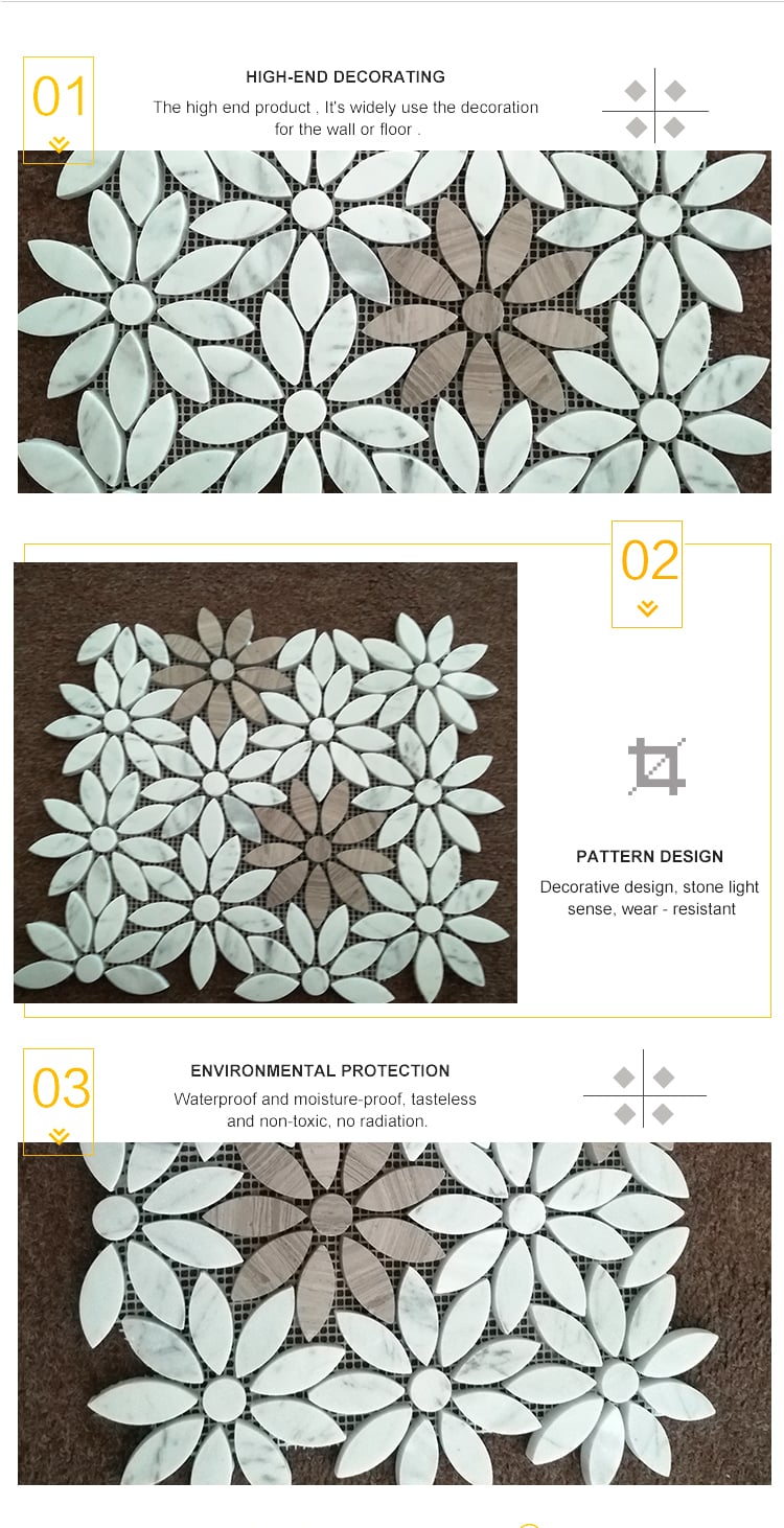 Marmor Blomst Form Mosaik Fliser Parket Vandstråle Marmor Mosaik