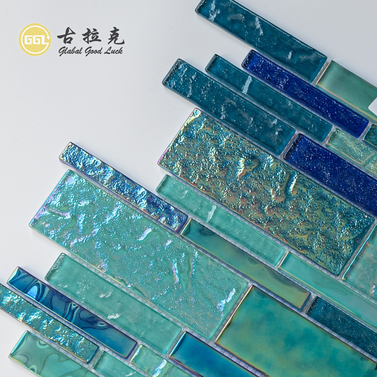 Rainbow Glass Strip Design Mozaic Piese de zid Piese de zid Decorul pereților din baie