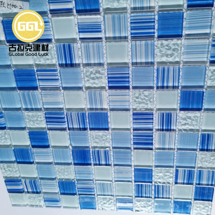 Light Blue Glass Mosaic Tiles Swimming Pool Mosaic Tile for Floor Decoration