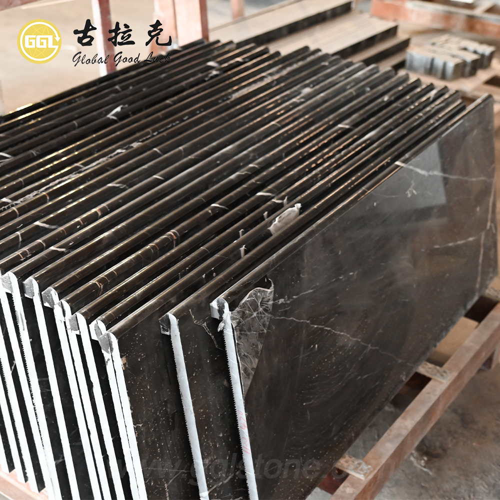 Natural Nero Marquina Marble Stair Treads – Custom Cut Stone Steps