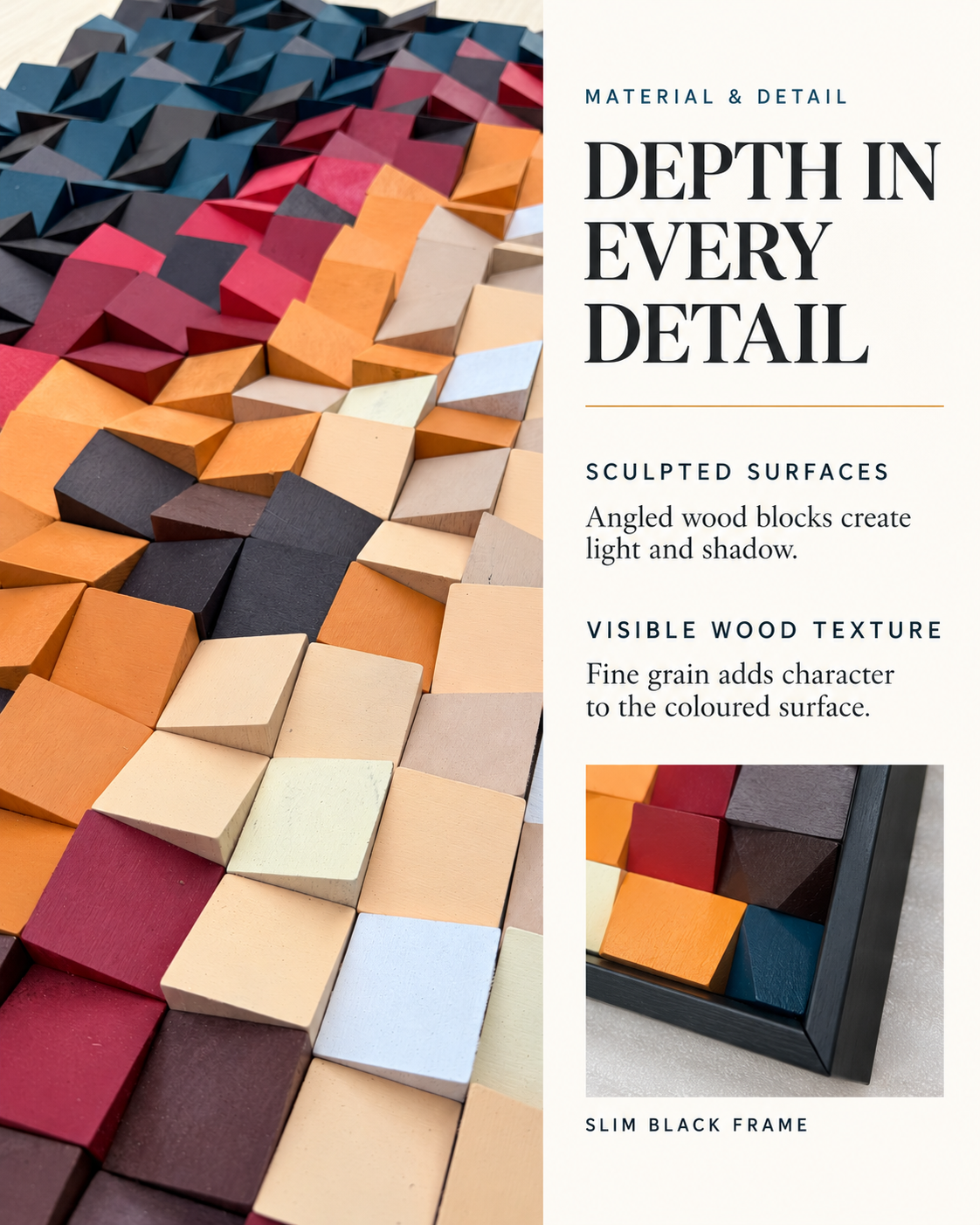 Custom 3D Color Gradient Wood Mosaic Wall Art