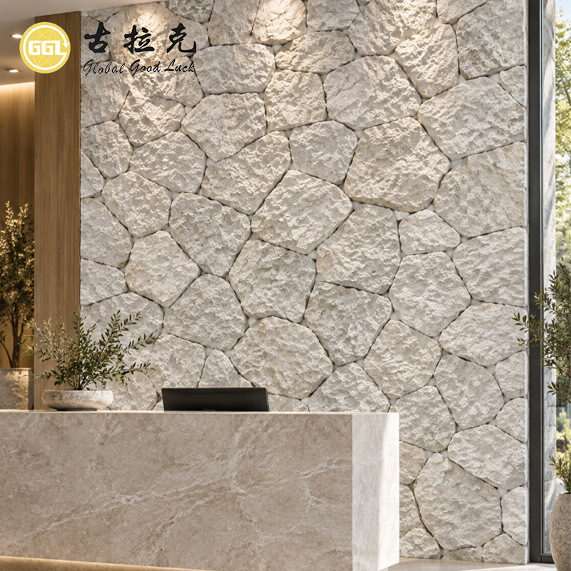 Natural White Stone Wall Cladding Rustic Stone Veneer for Interior & Exterior Decoration