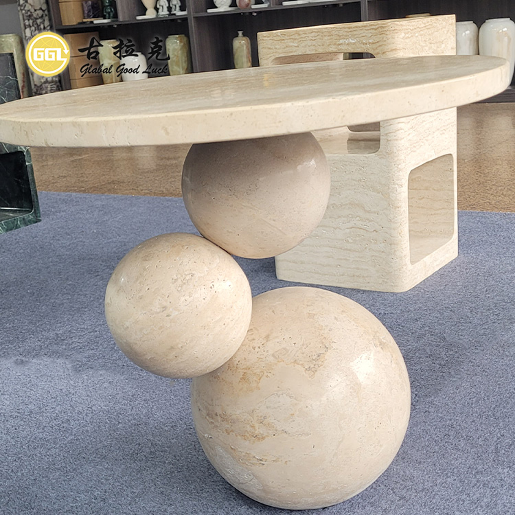 Estilo de Lujo Diseño a Medida Mesa de Café de Piedra Natural Mármol Amarillo para la Sala de Estar