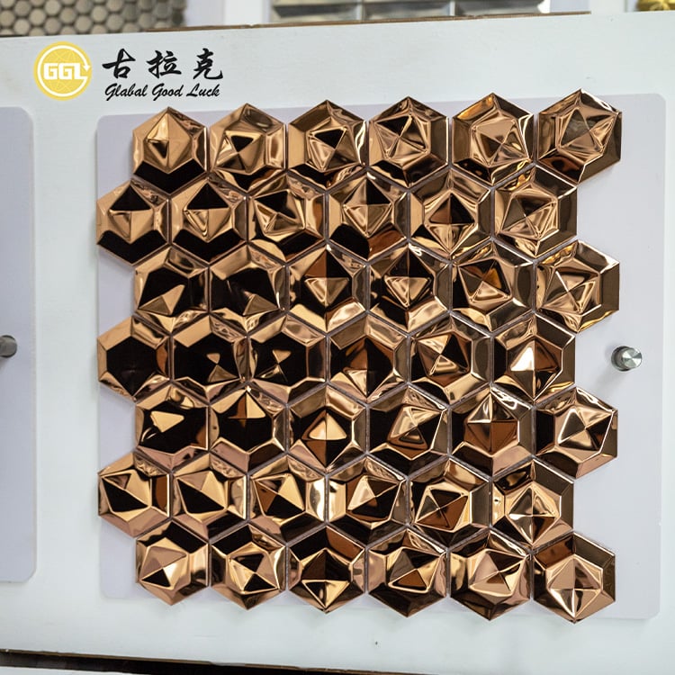 Sechseck Metallmosaik 3D Mosaik Wandfliesen Edelstahl Wanddekor