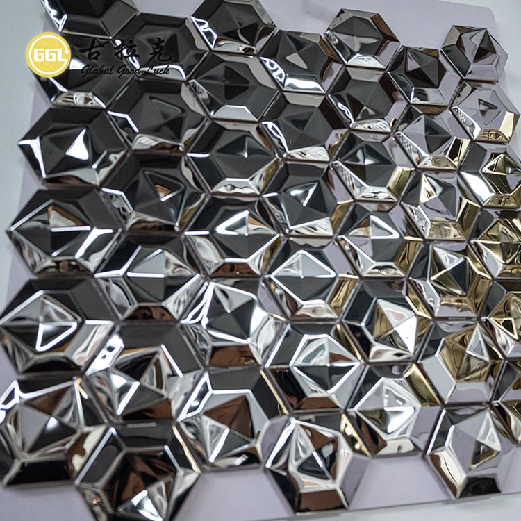 3D Sechseck Hintergrund Massivmetall Mosaikfliese