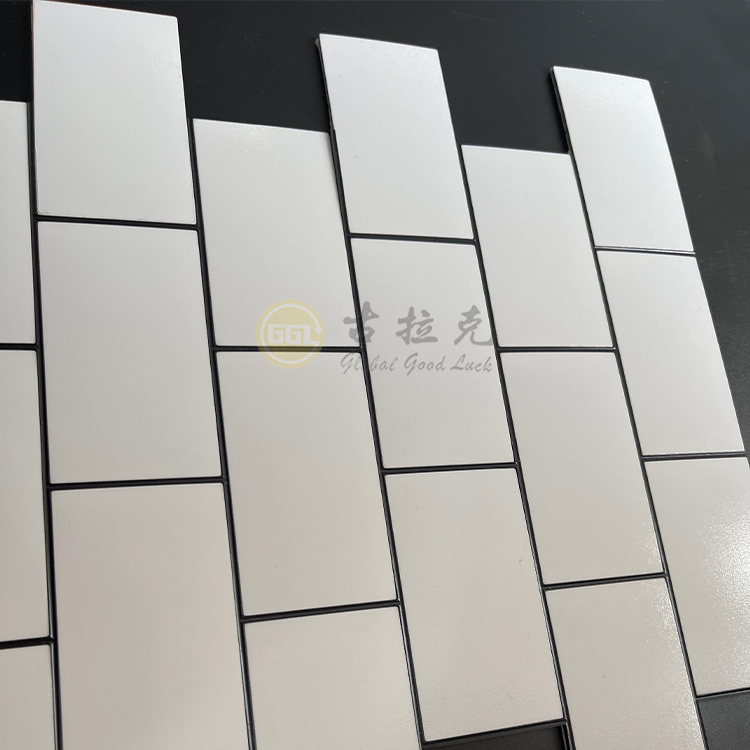 White Brick Shape Self-Adhesive Mosaic Tile – Minimalist Wall Decoration for Kitchen, Restaurant and Hotel Interiors