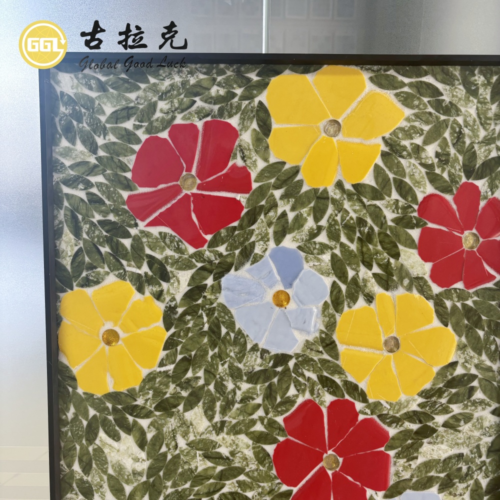 Custom Flower Mosaic Mural – Handmade Floral Mosaic Wall Art for Luxury Interior Decoration