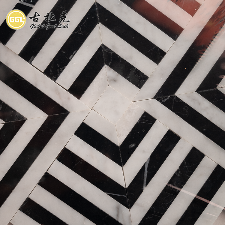Alta Calidad Mosaico de Mármol Negro y Blanco para Decoración de Pared y Suelo