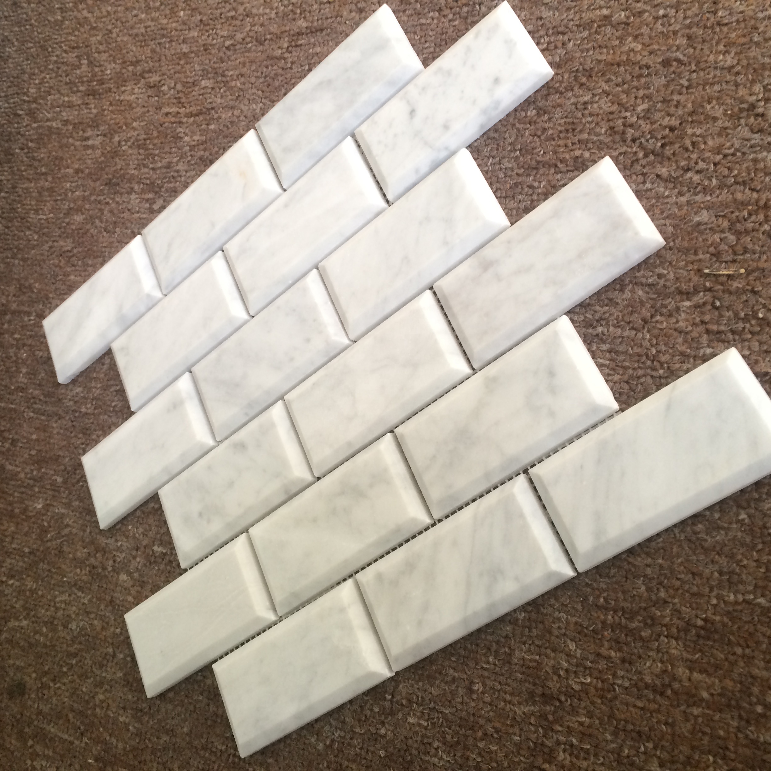 4x2'' Mable Carrara Branco Polido Faixa de Tijolo Mosaico de Mármore para Azulejos de Parede e Piso