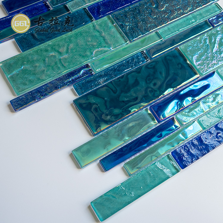 Rainbow Glass Strip Design Mozaic Piese de zid Piese de zid Decorul pereților din baie