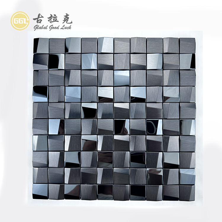 Square Metal mosaic 3D Design Stainless Steel Mosaic Tile For Wall Decor
