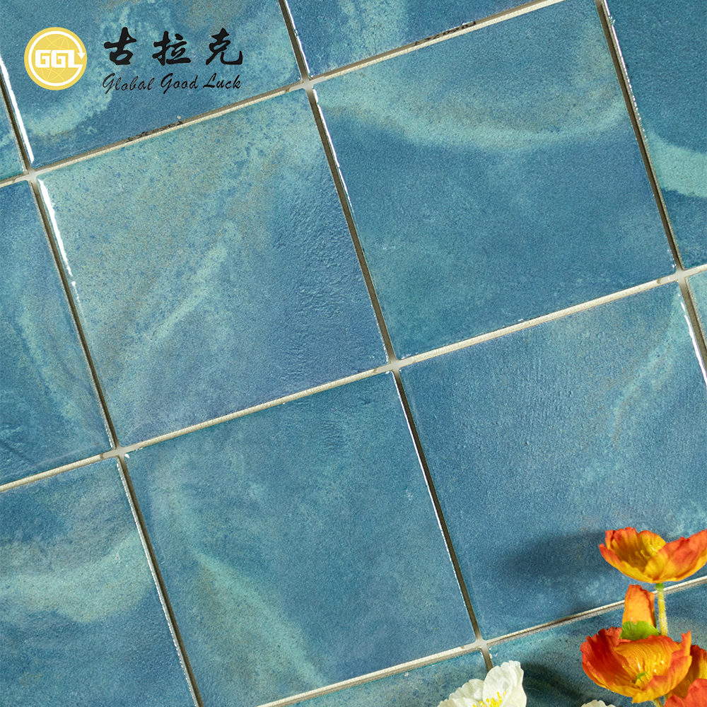 Lagoon Blue Ceramic Pool Tiles – Peacock Blue Marble Look Wall & Floor Tiles