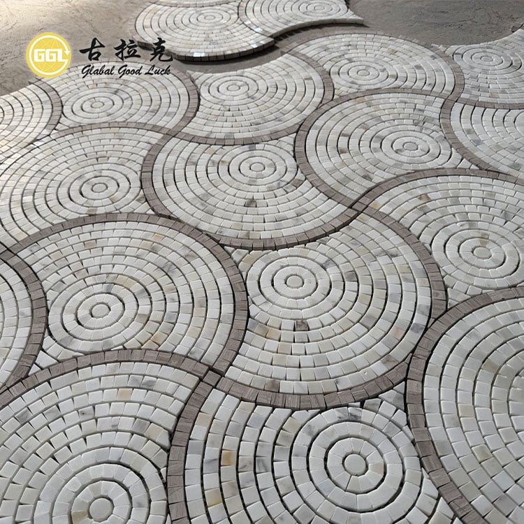 Marmer Parquet Ciri Mosaic Jet Air untuk Wall Floor Tile