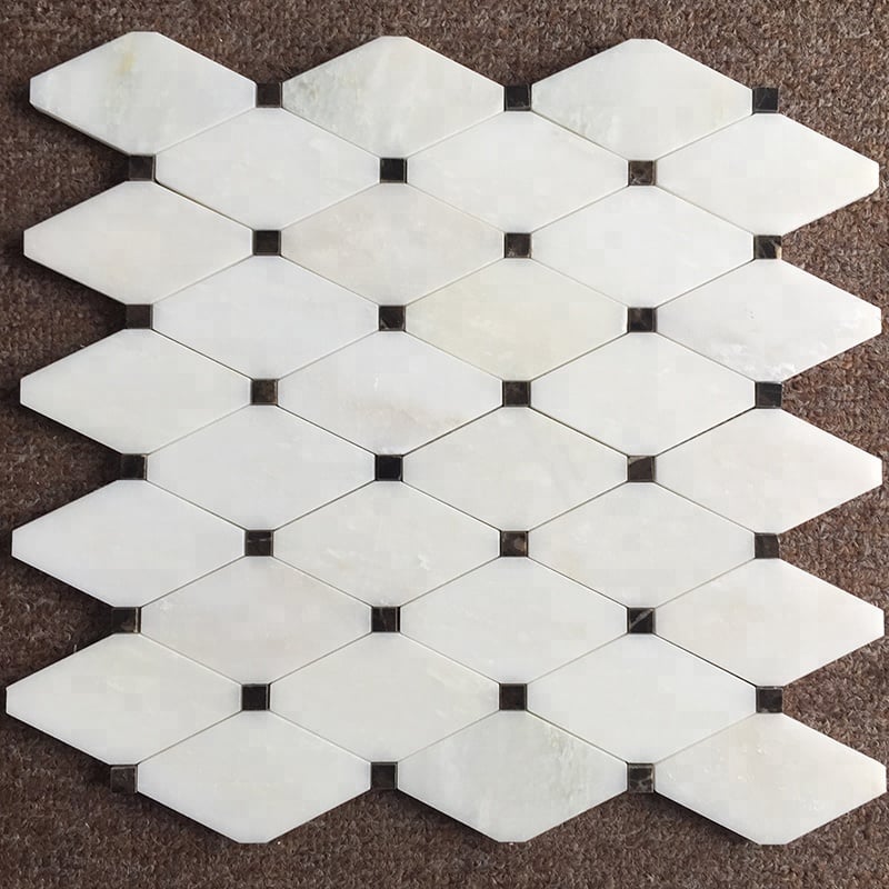 Gepoleerde Wit Grafiese Marmer Mosaïek Tegel vir Badkamer of Toilet Muur en Vloer Dekor