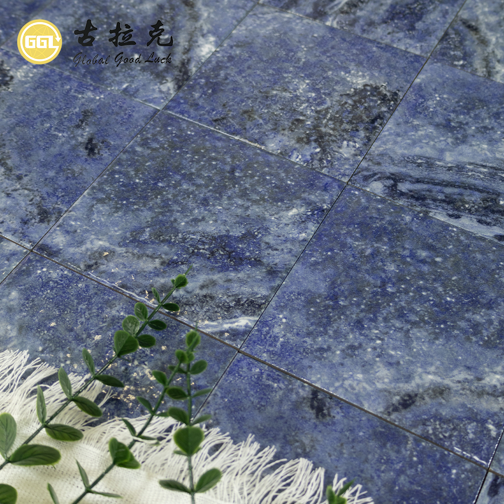 Wholesale Blue Marble Look Ceramic Pool Tiles for Swimming Pools Interior Walls & Floors