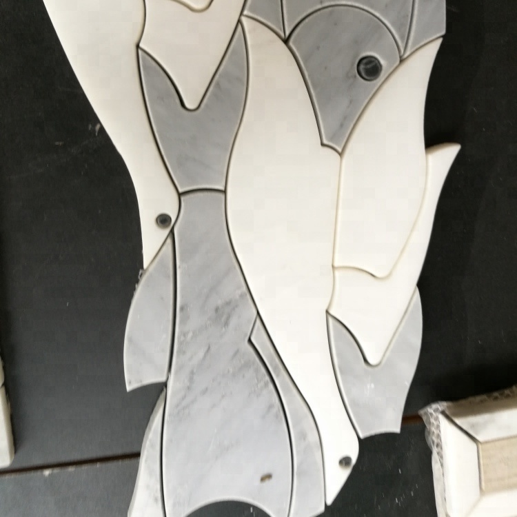 Tierdesign Wasserstrahlmosaikfliese Marmorstein Kunstfliese Wanddekoration