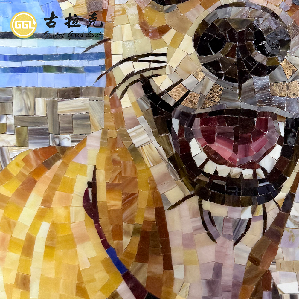 Custom Dog Glass Mosaic Mural – Personalized Animal Mosaic Wall Art for Luxury Interiors