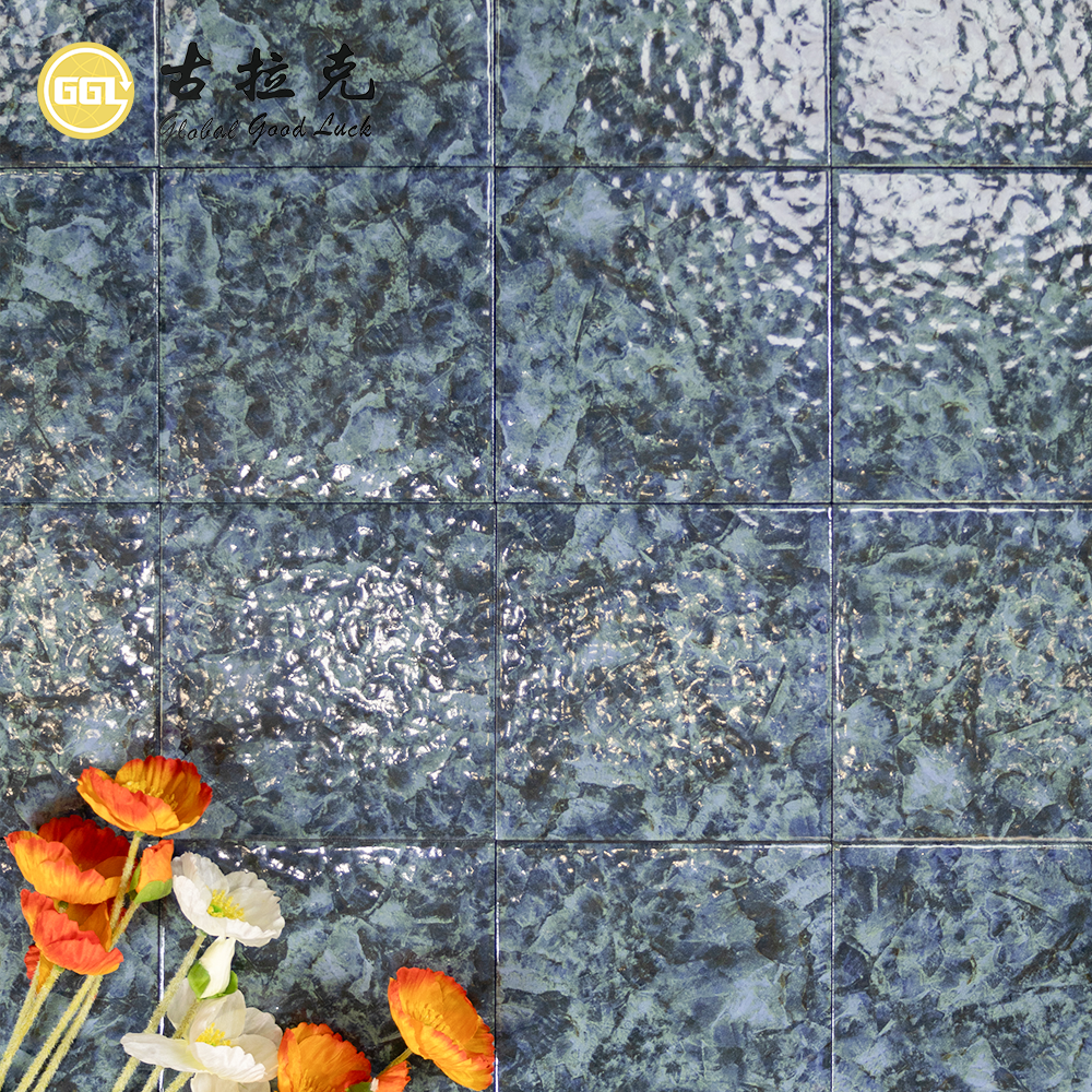Blue Green Stone Look Square Ceramic Tiles for Pool & Interior Projects