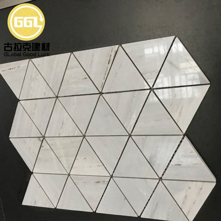 High Quality Natural Stone White Cream Triangle Marble Mosaic Ceramic Mosaic For Interior Wall Decoration No reviews yet