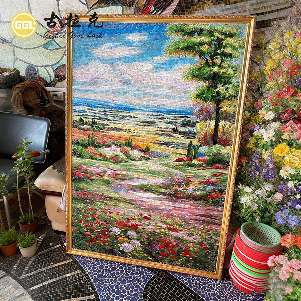 Custom Landscape Mosaic Mural for Luxury Interior Wall Decoration
