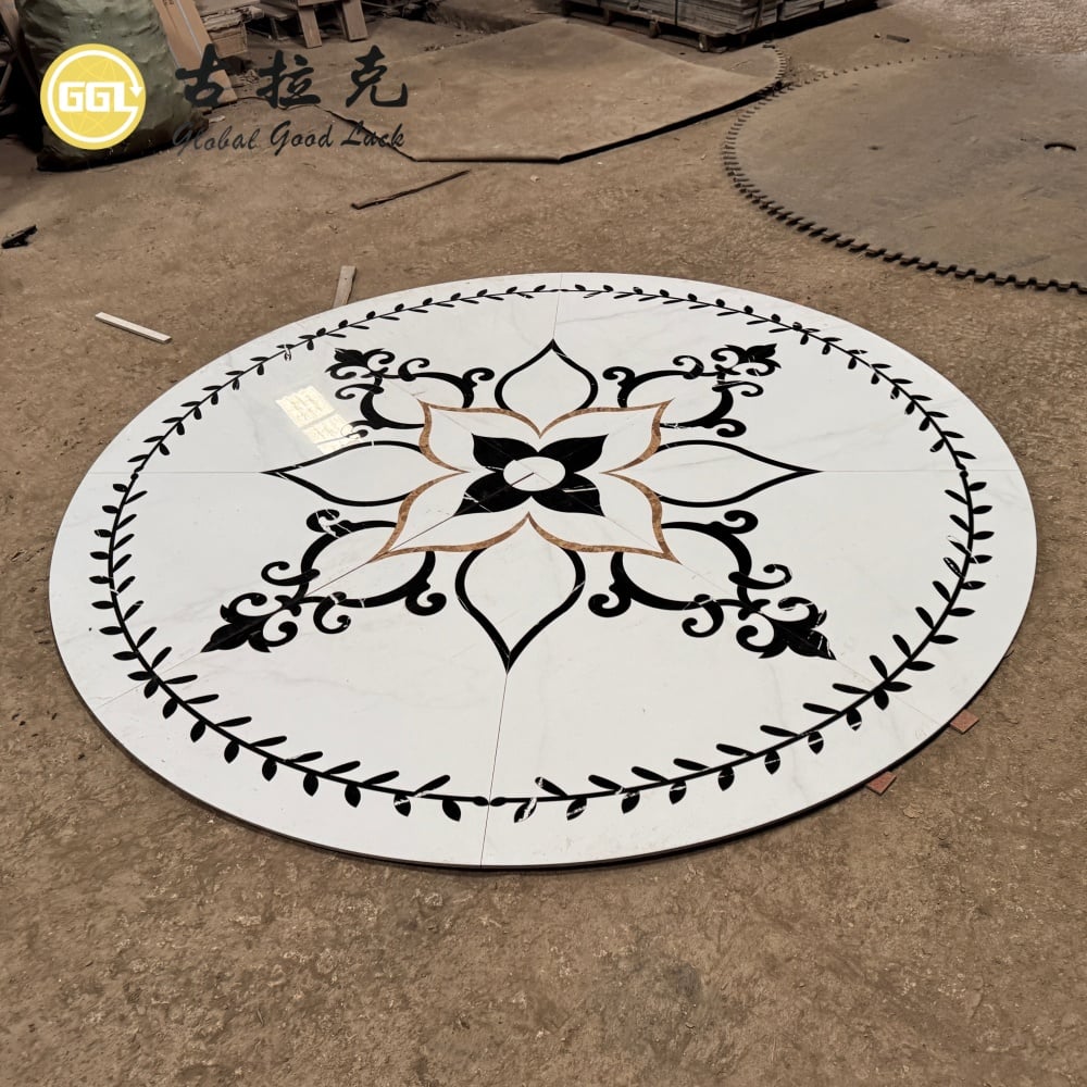 Porcelain Waterjet Medallion | Custom Decorative Floor Mosaic