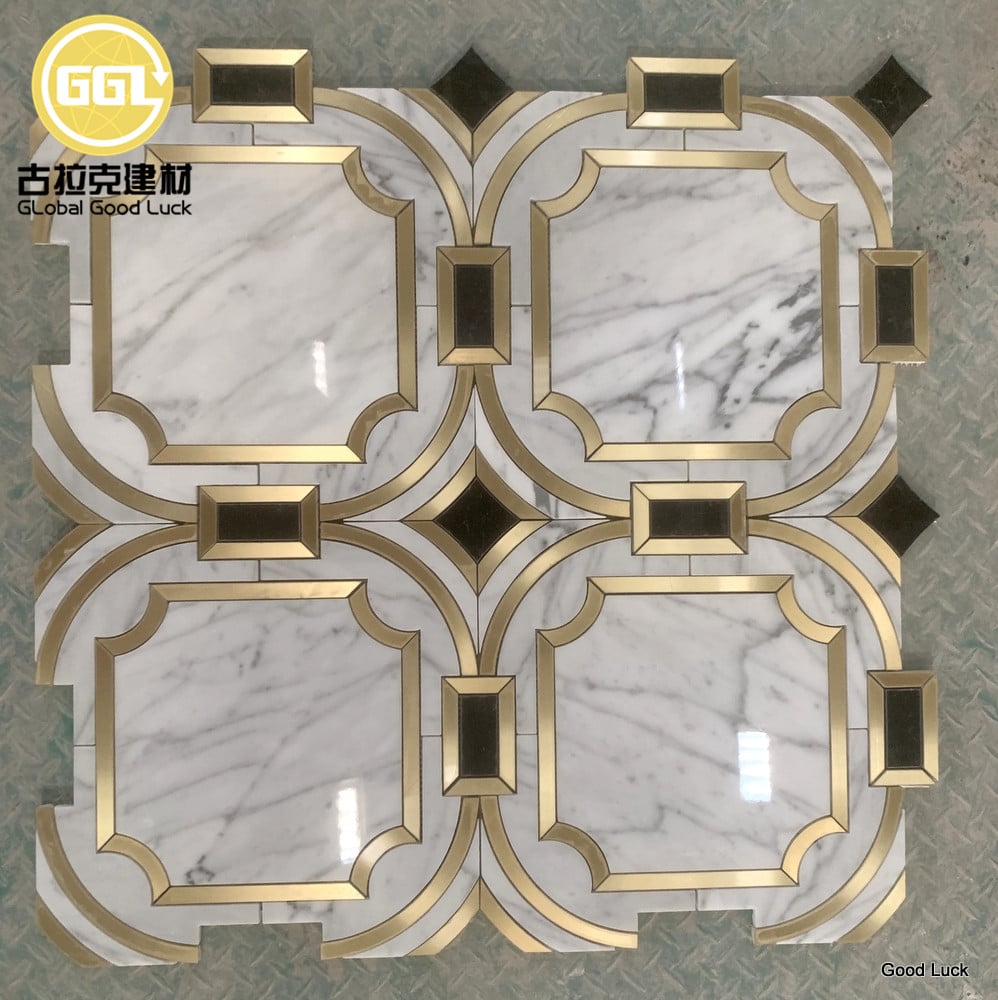 Model Luxuos de Marmură cu Motiv și Mosaic Waterjet cu Brat