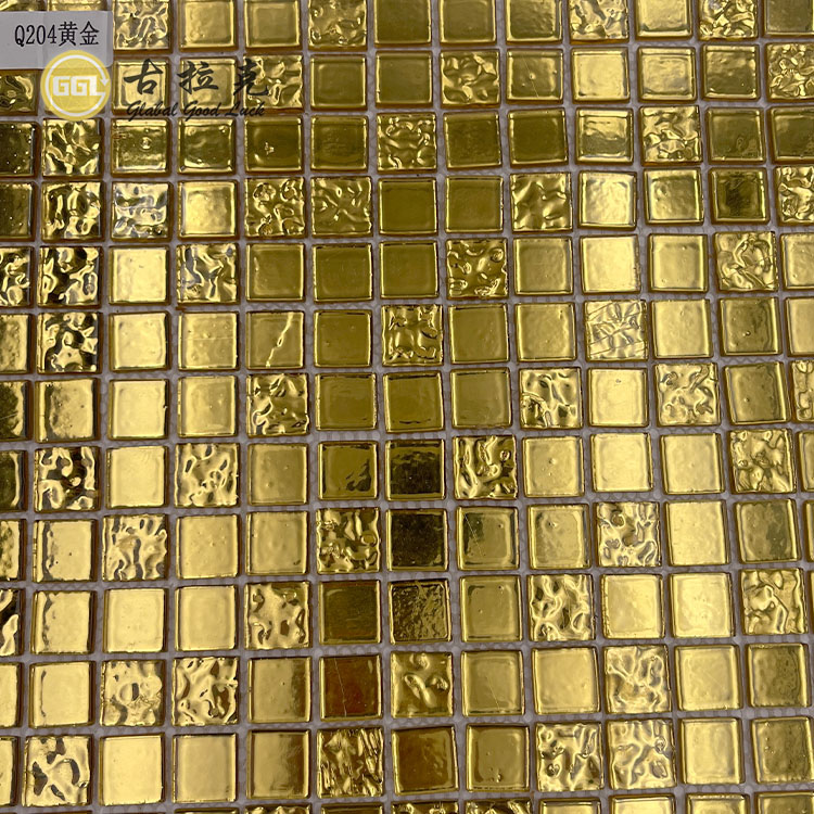 Mini quadratische Form Goldfolie Glas Mosaik für Wandfliesen