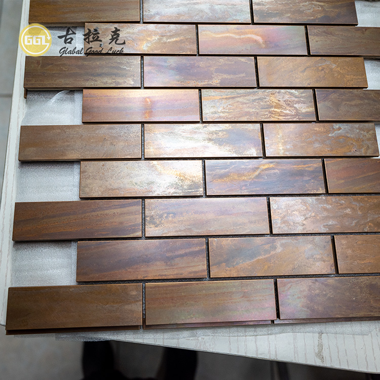 Long Strip Shape Antique Metal Mosaic Tile