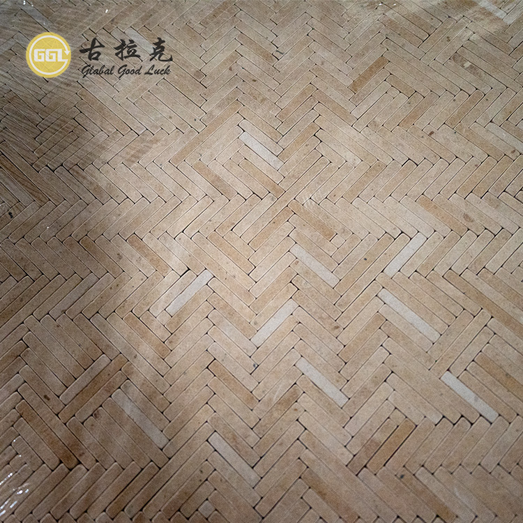 Beige Fischgrätenform Marmor Mosaik Finger Stil Boden Wandfliesen