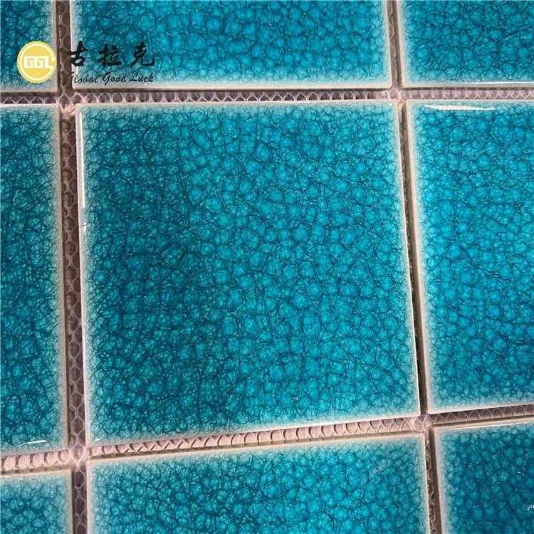 Turquoise Crackle Glazed Ceramic Mosaic Tile for Decorative Walls and Modern Interiors