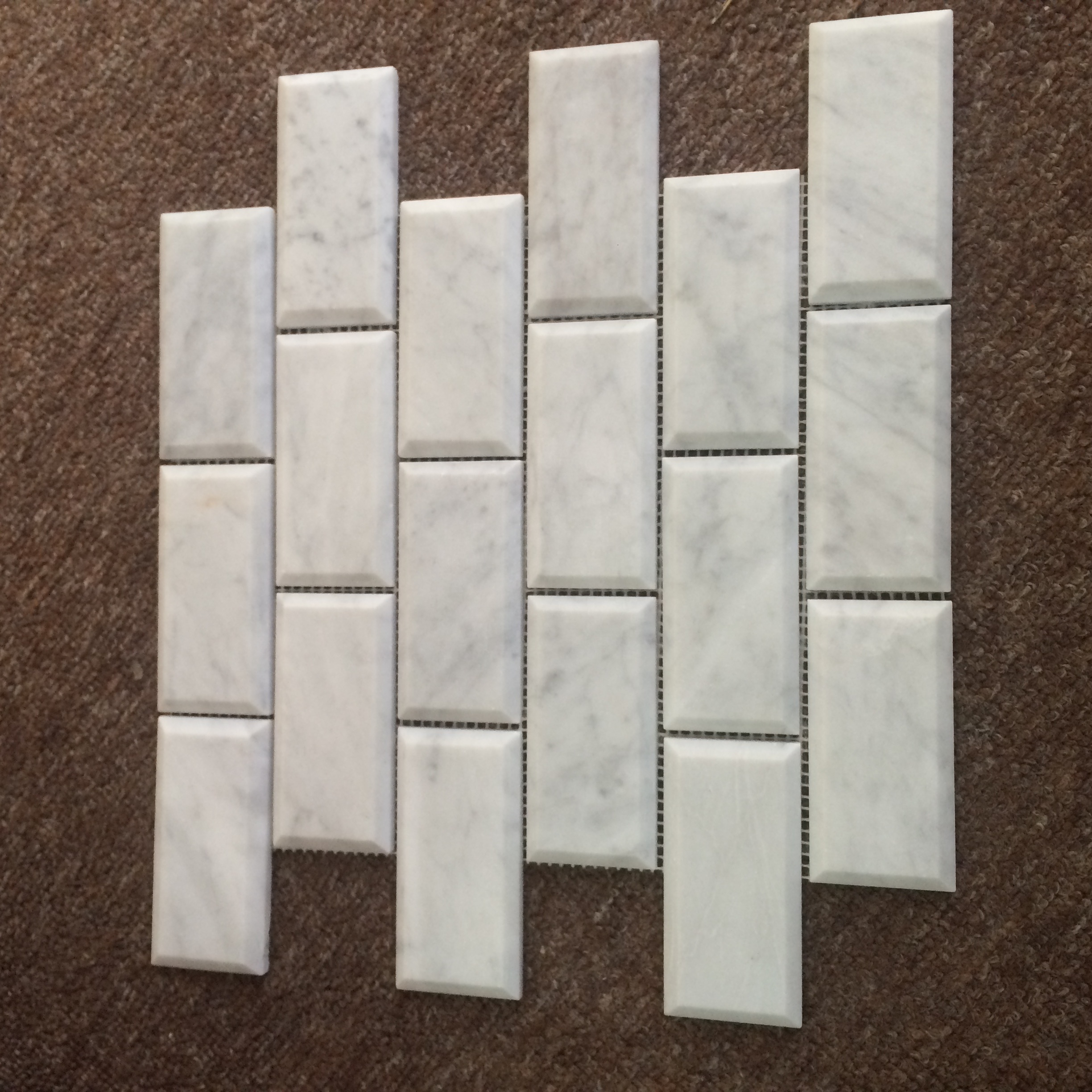 4x2'' Mable Carrara Branco Polido Faixa de Tijolo Mosaico de Mármore para Azulejos de Parede e Piso