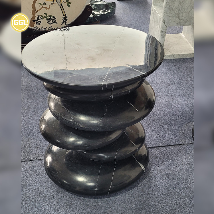 Taş Sandalye Benzersiz Tasarım Nero Marquina Mermer Siyah Doğal Taş