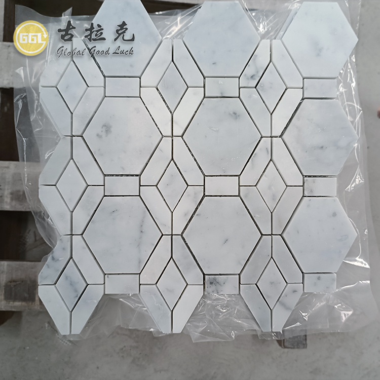 Formes combinées Cararra blanc en octogone mélange en forme de carré Mosaïque en marbre Pour décoration de sol et de mur de maison et d'hôtel