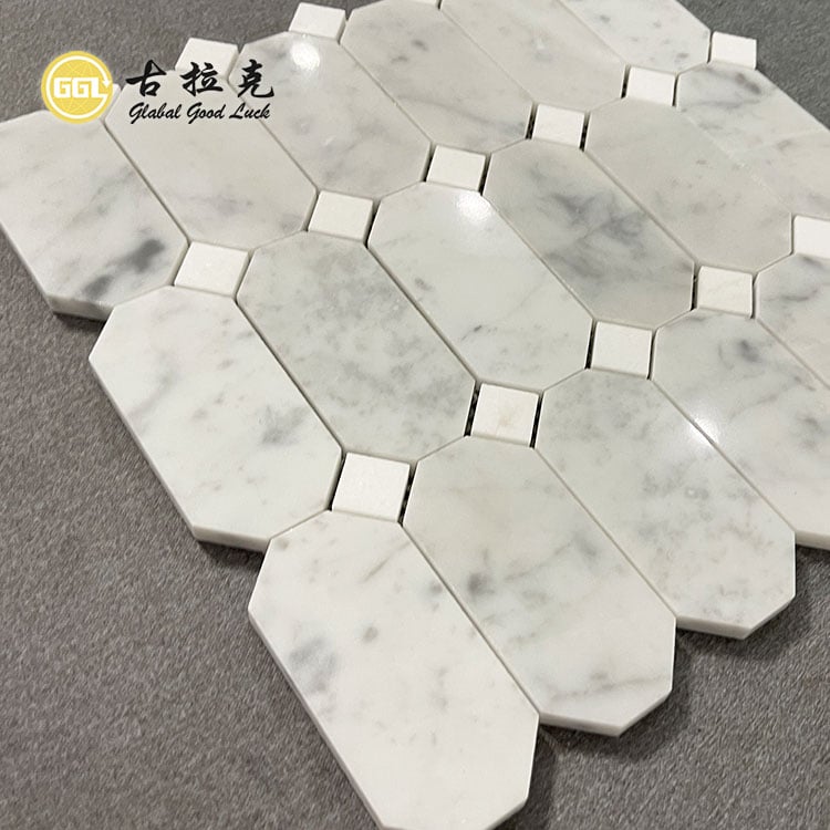Carrara Weiß Achteck Form Marmor Mosaik Fliesen