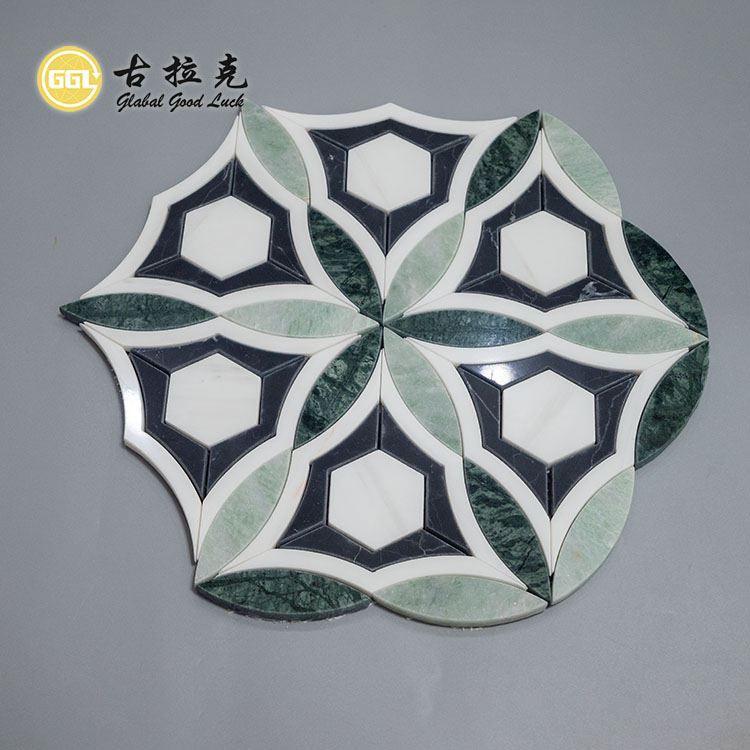 Nuovo Design Fiore Pattern Marmo Mosaico Piastrella Per Decorazione Parete Pavimento
