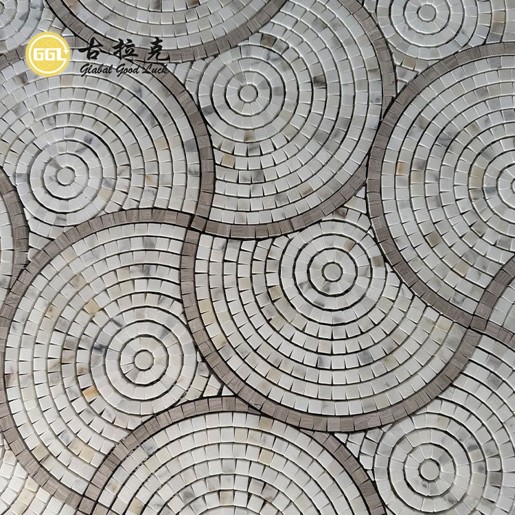 Marmer Parquet Ciri Mosaic Jet Air untuk Wall Floor Tile