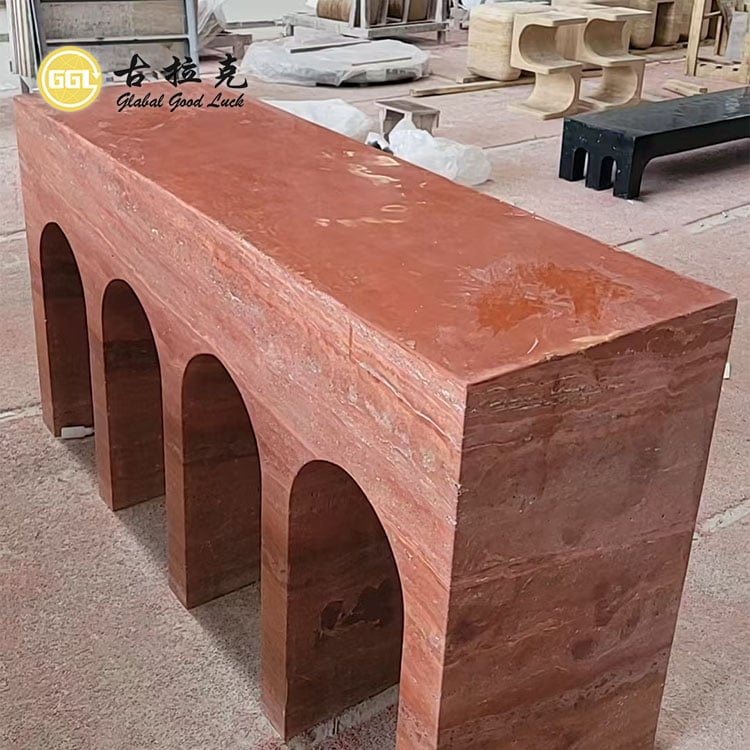 Natürlicher Travertin-Marmortisch mit Luxusdesign Konsole