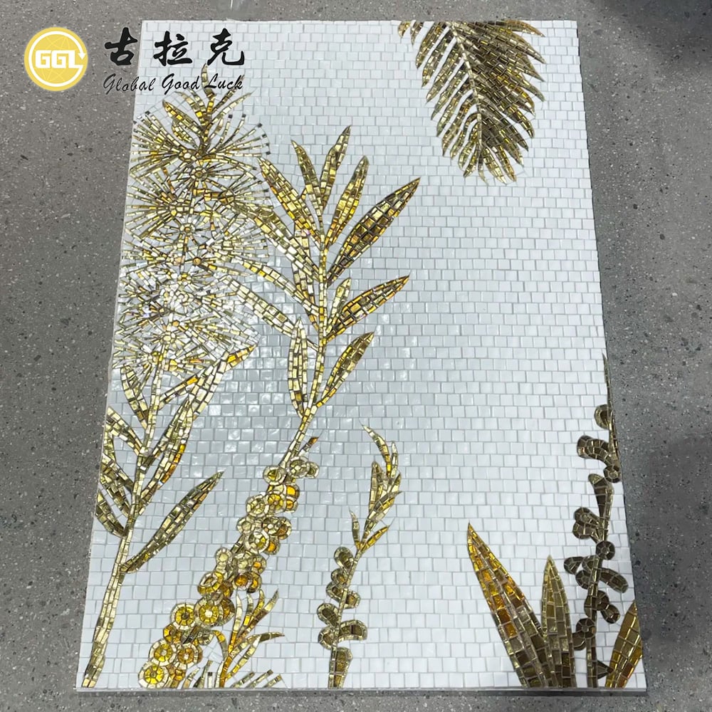 Custom Glass Mosaic Mural – Handmade Artistic Glass Mosaic Wall Art for Luxury Interior Spaces