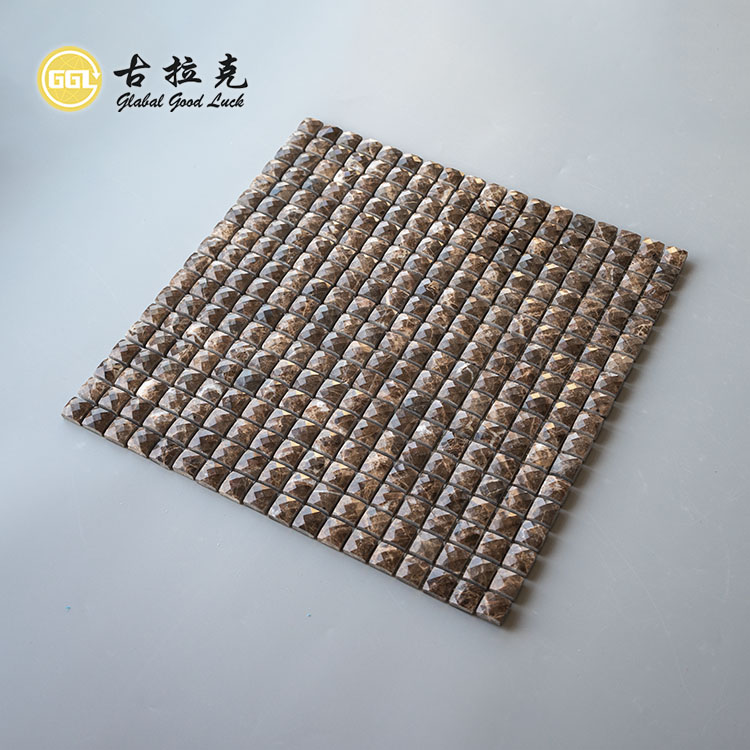 3D-Design Emperador dunkel glänzende quadratische Marmormosaikfliese