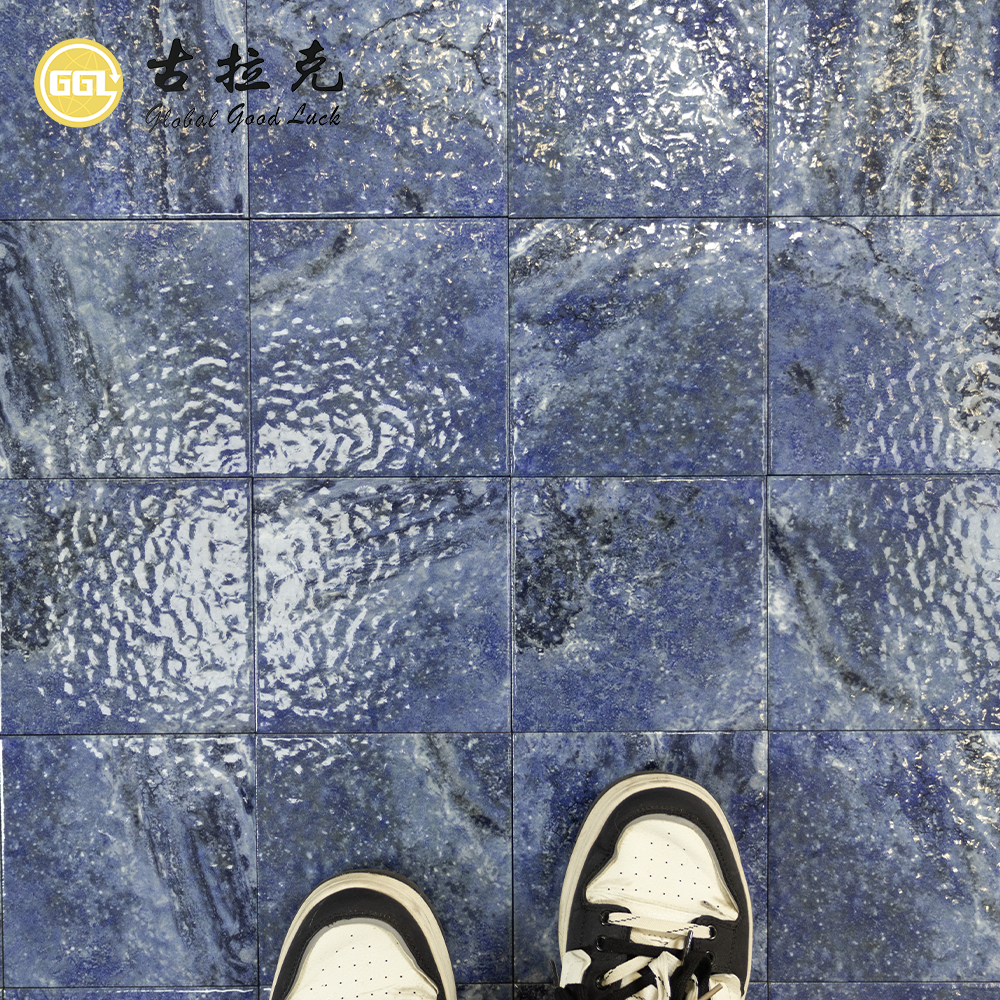 Wholesale Blue Marble Look Ceramic Pool Tiles for Swimming Pools Interior Walls & Floors