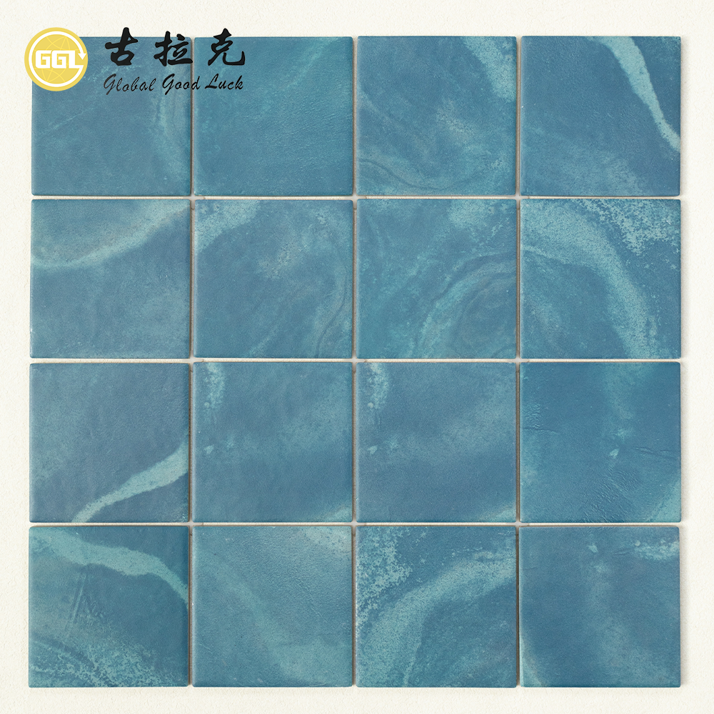 Lagoon Blue Ceramic Pool Tiles – Peacock Blue Marble Look Wall & Floor Tiles