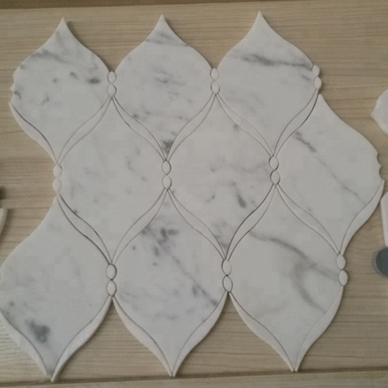 Calacatta Gheal Márbail Tosaigh Teorann Waterjet Márbail Meaisín Tiolcanna