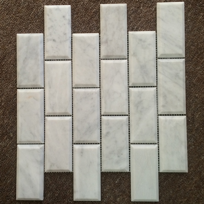 4x2'' Mable Carrara Branco Polido Faixa de Tijolo Mosaico de Mármore para Azulejos de Parede e Piso