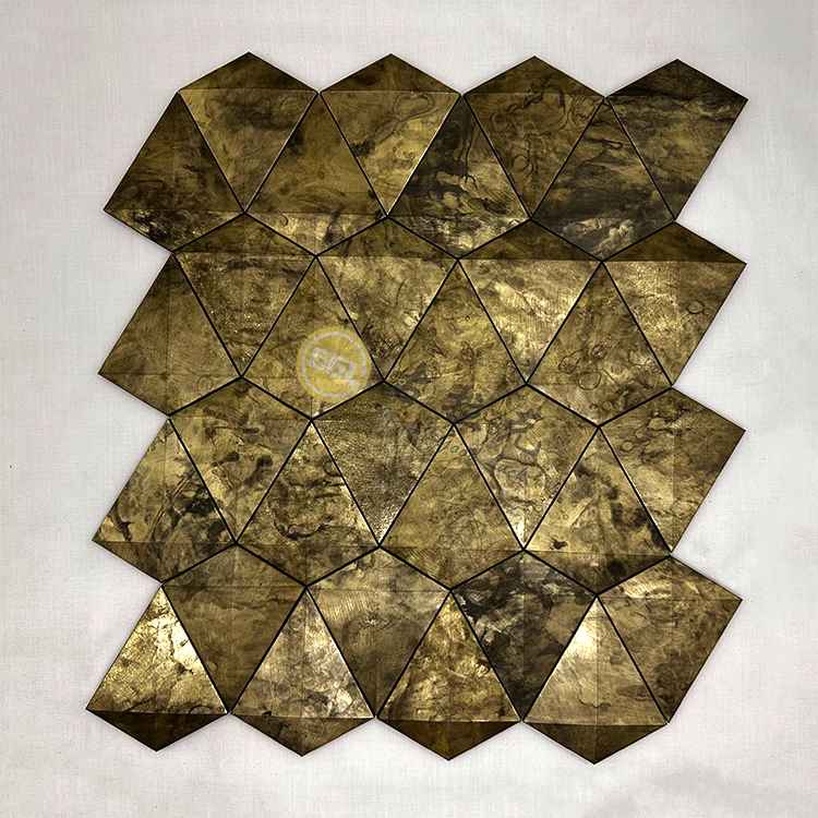 3D-muotoinen epäsäännöllinen ruostumaton teräs metallimosaakki seinälaatta varten
