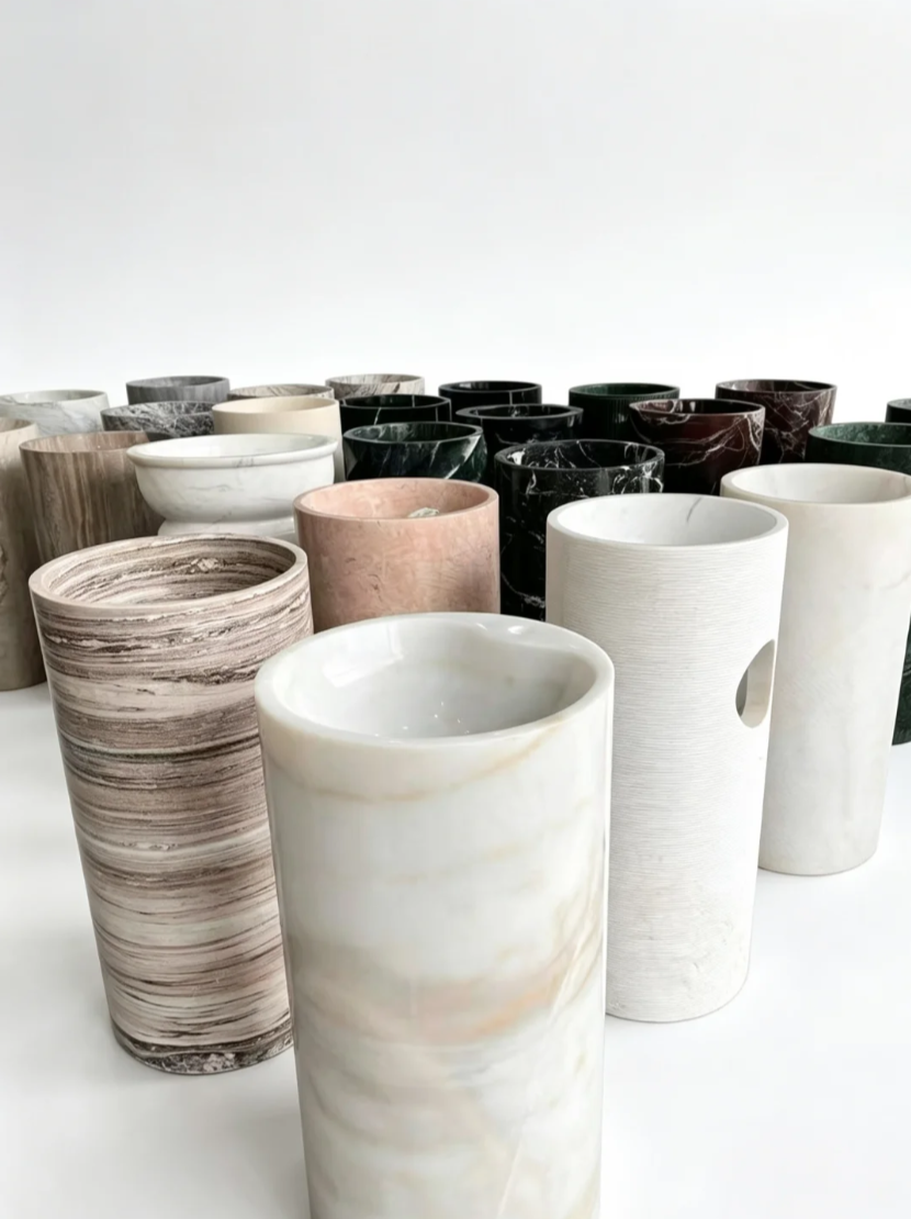 Natural stone material options for custom bathroom sink